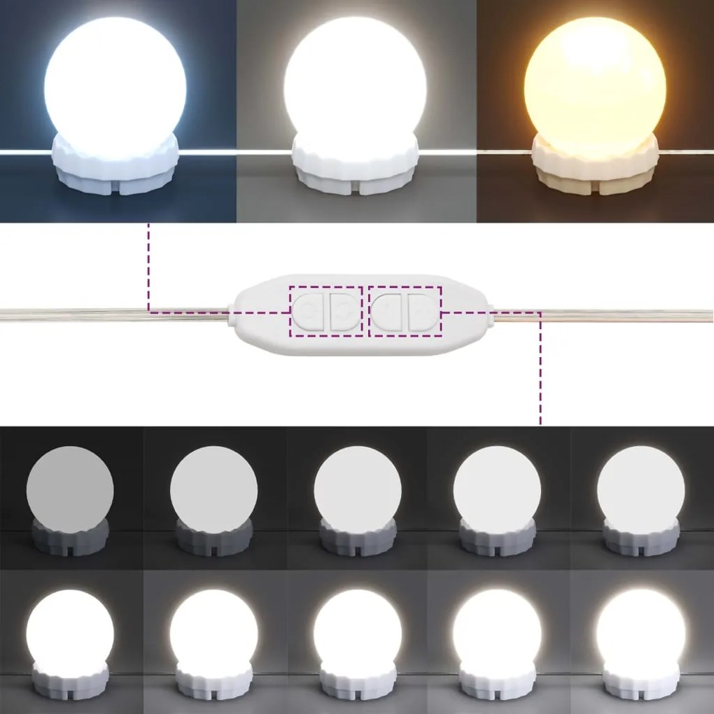 Toucador com LEDs 100x40x130 cm branco