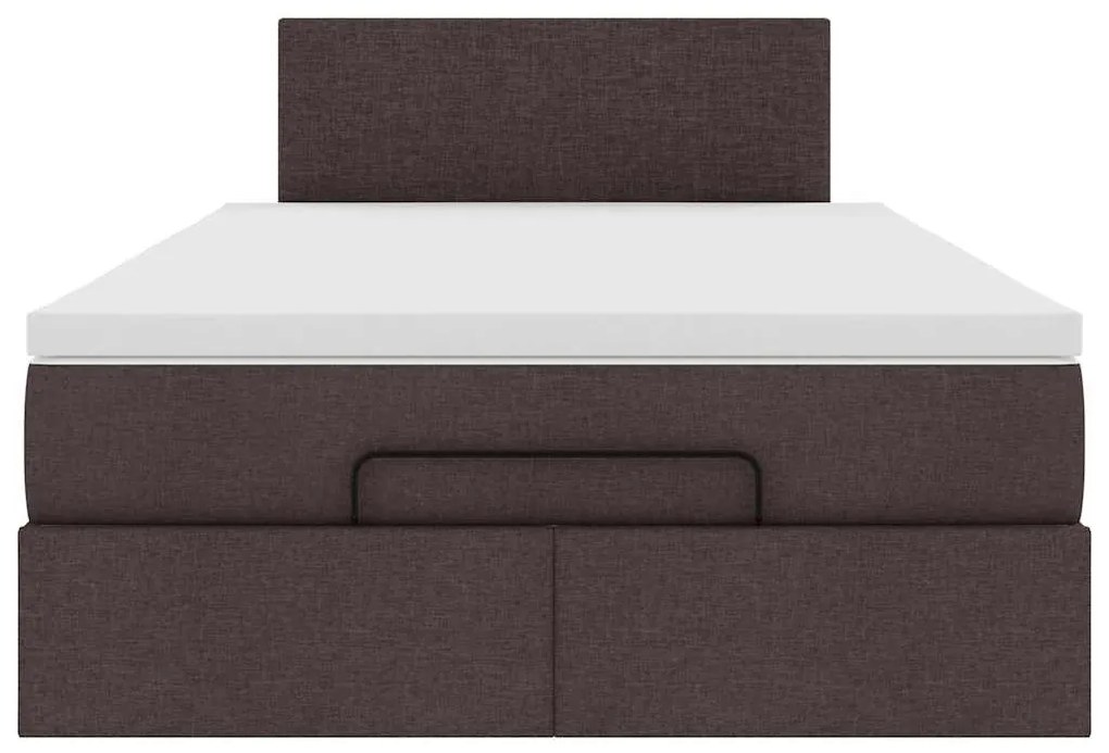 Cama otomana com colchão 120x200 cm tecido castanho escuro