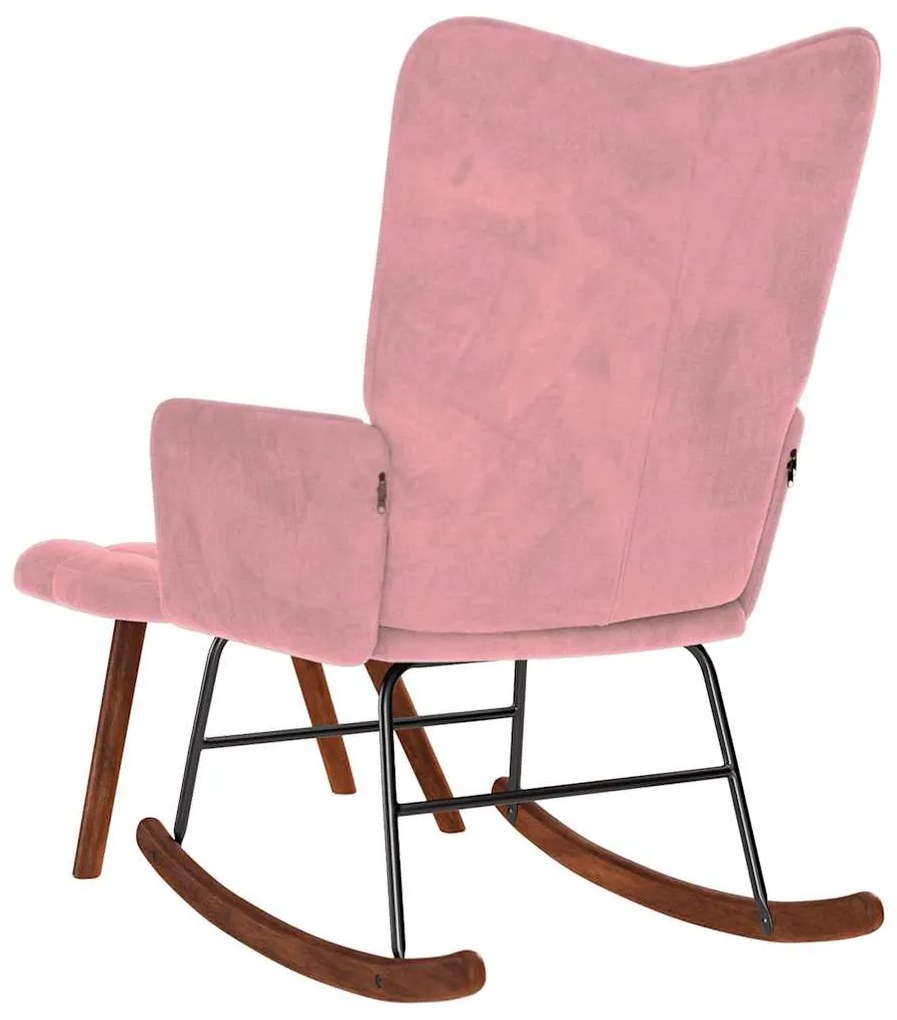 Cadeira de baloiço com banco veludo rosa