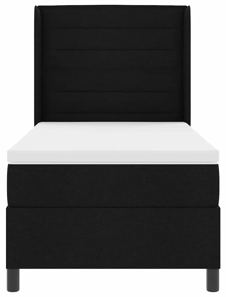 Cama Box com Colchão e LED Preto 100x200 cm, Tecido