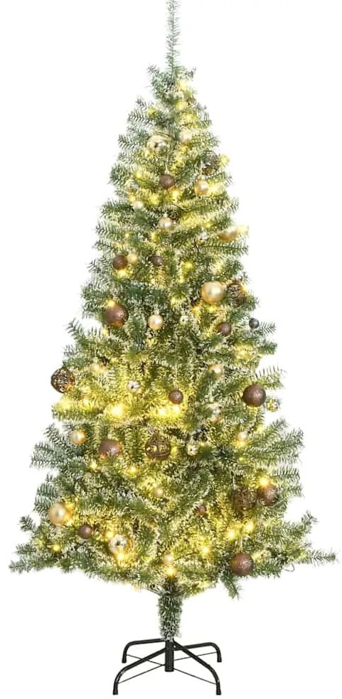 vidaXL Árvore Natal artificial c/ 300 luzes LED, bolas e neve 240 cm