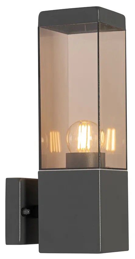Candeeiro de parede exterior moderno cinzento escuro com fumo - Malios Moderno