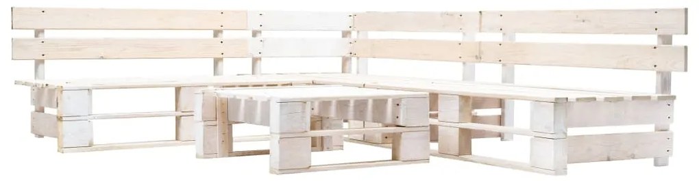 Sofás de paletes para jardim 4 pcs madeira branco