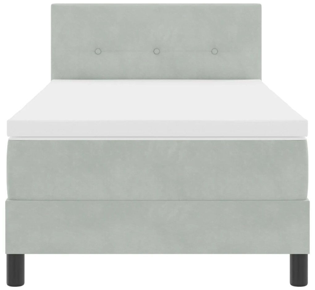 Cama Box Spring vidaXL com Colchão Cinza Claro 90x200 cm Veludo