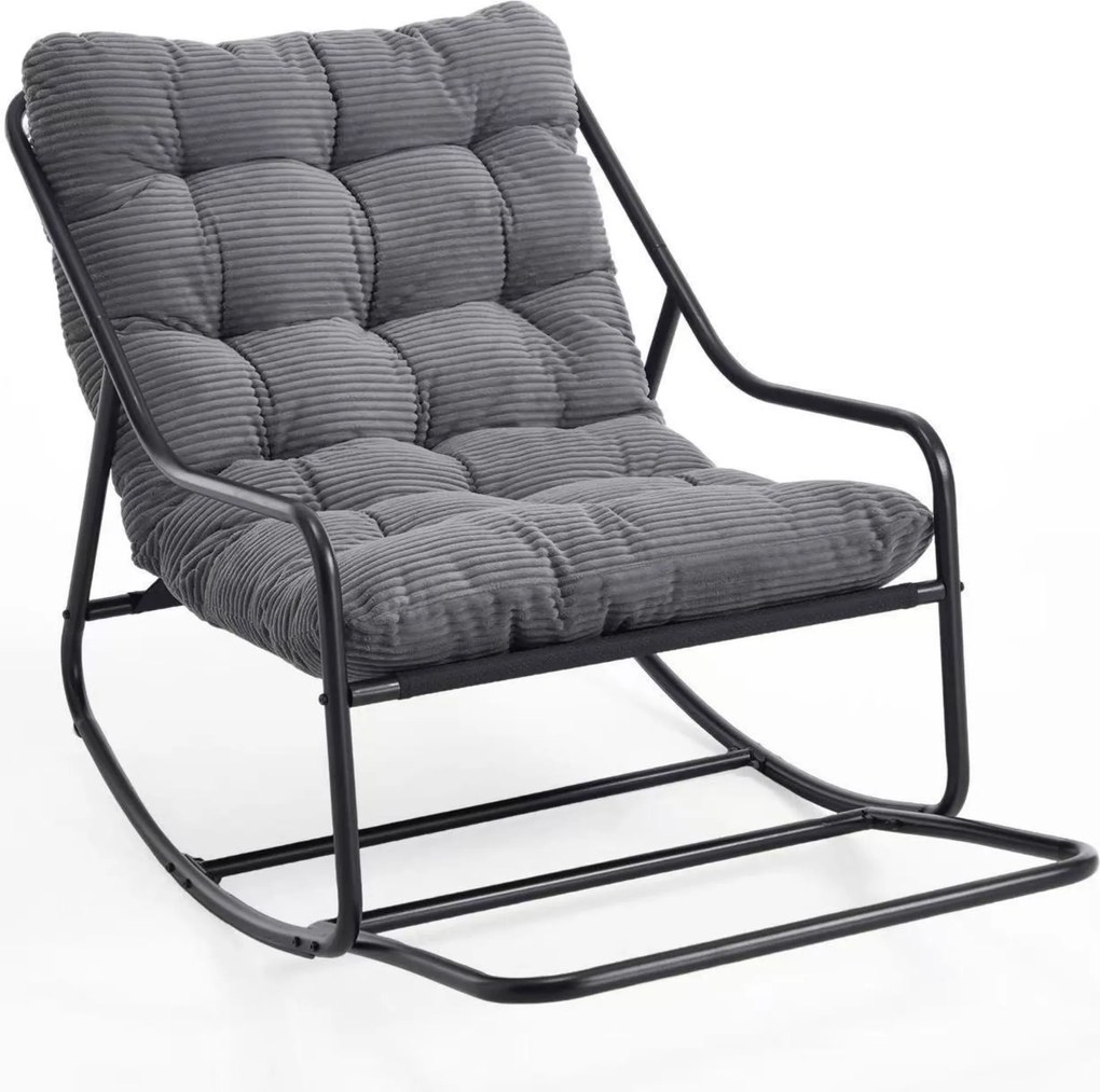 Cadeira de baloiço para exterior com almofada de conforto, para sala de estar, quarto, sala de leitura, 75x116x82 cm, Cinzento| AOSOM Portugal