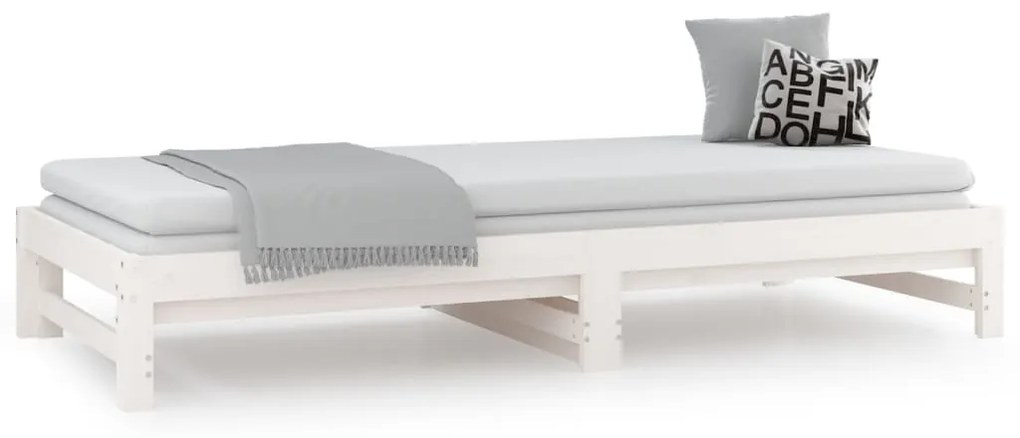 Estrutura sofá-cama de puxar 2x(90x190) cm pinho maciço branco