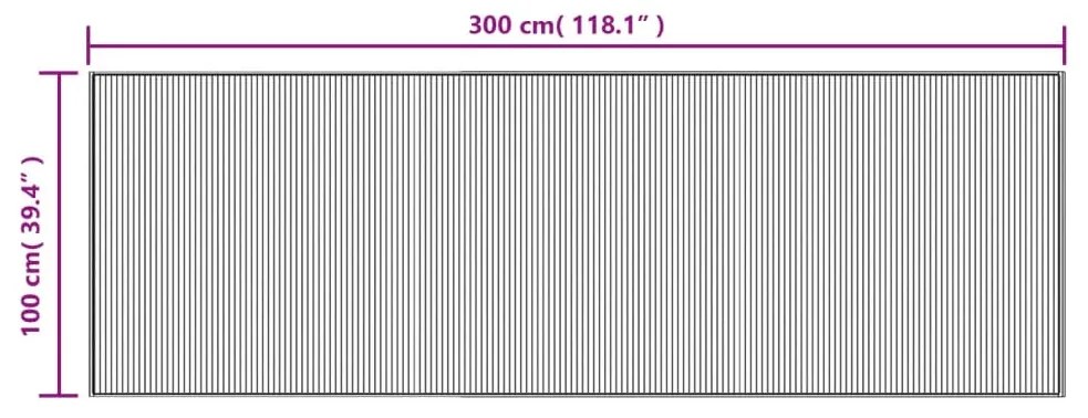Tapete retangular 100x300 cm bambu cinzento