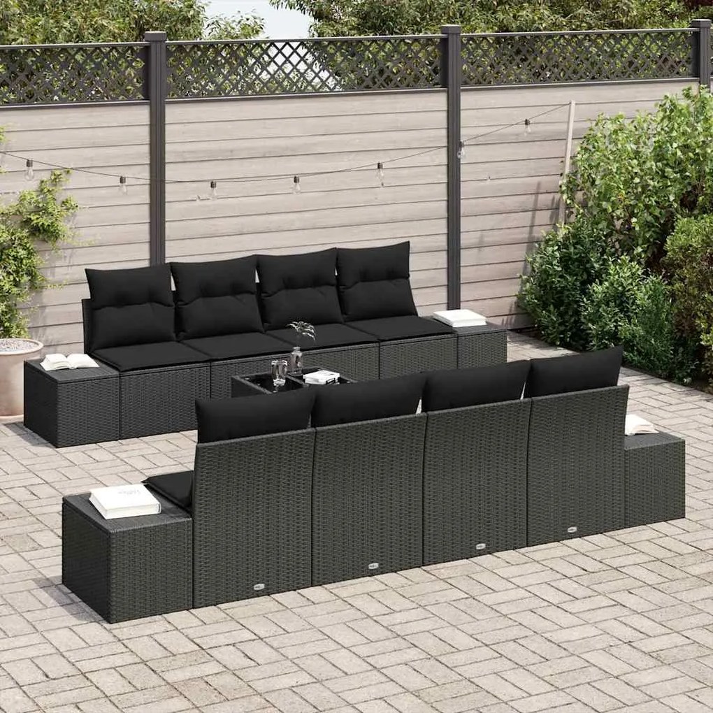 Conjunto de Sofá de Jardim de 7 Peças com Almofadas de Rattan Poliéste