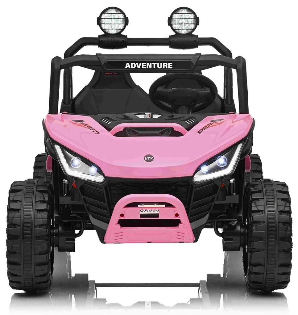 Jipe elétrico para crianças T-REX Ride 4x4, 2 Lugares, 24V, leitor MP3, bateria de lítio, Rodas EVA, controlo remoto, luzes LED Rosa
