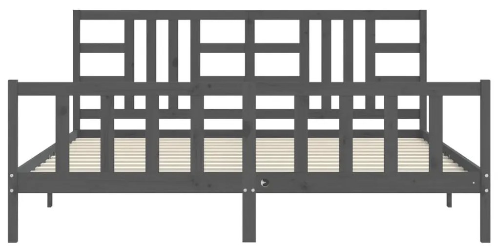 Estrutura de cama com cabeceira 200x200 cm madeira maciça cinza