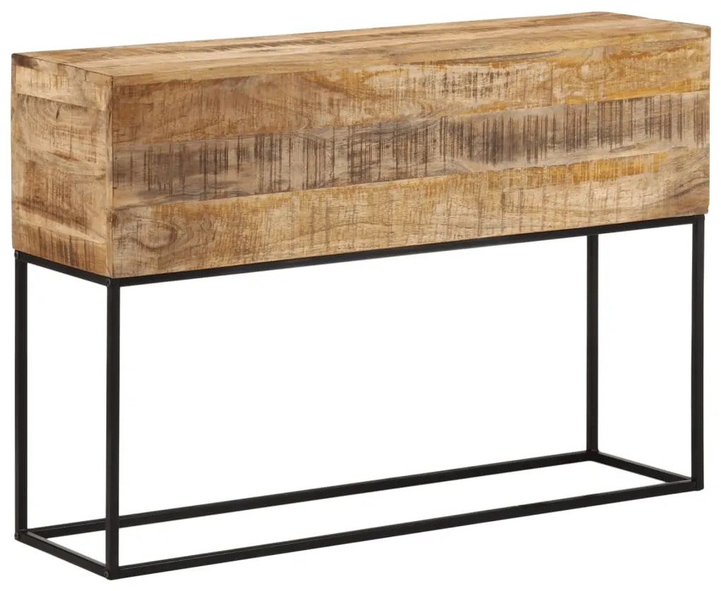 Mesa consola 110x30x75 cm madeira mangueira áspera maciça/ferro