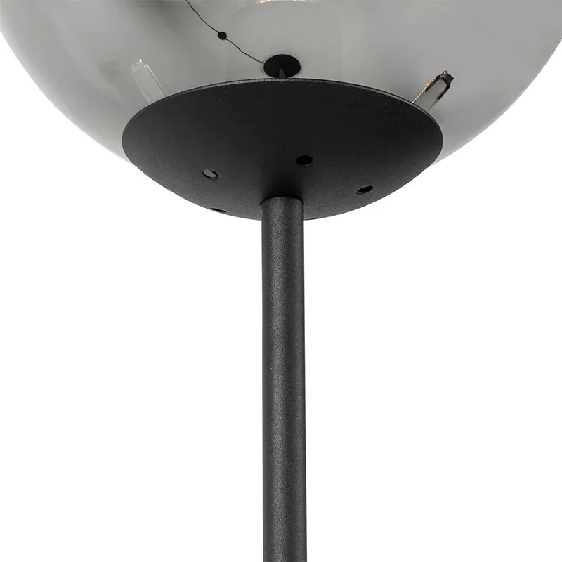 Candeeiro de pé Art Deco preto com vidro fumê - Pallon Art Deco