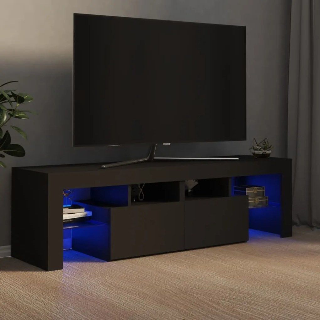 vidaXL Móvel de TV com luzes LED 140x36,5x40 cm cinza