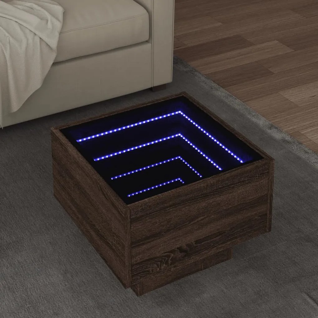 vidaXL Mesa de apoio c/ LEDs 40x40x30 cm derivados de madeira