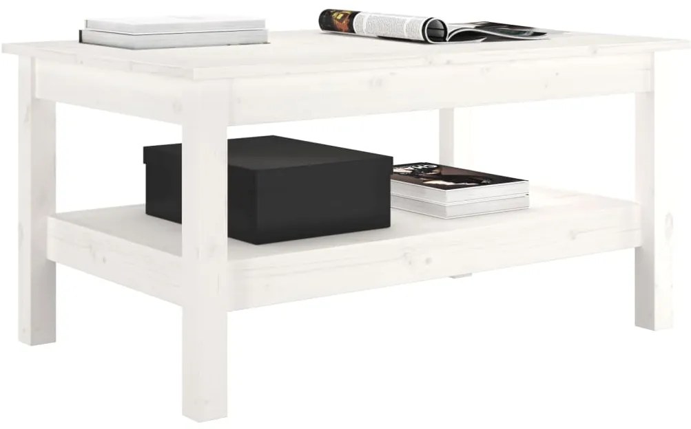 Mesa de centro 80x50x40 cm madeira de pinho maciça branco
