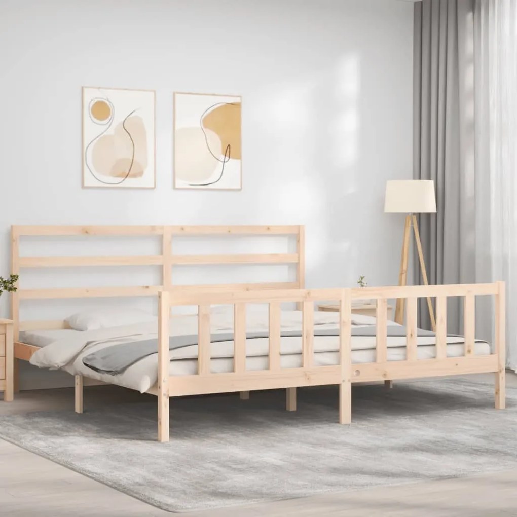 Cama sem colchão 200x200 cm madeira de pinho maciça