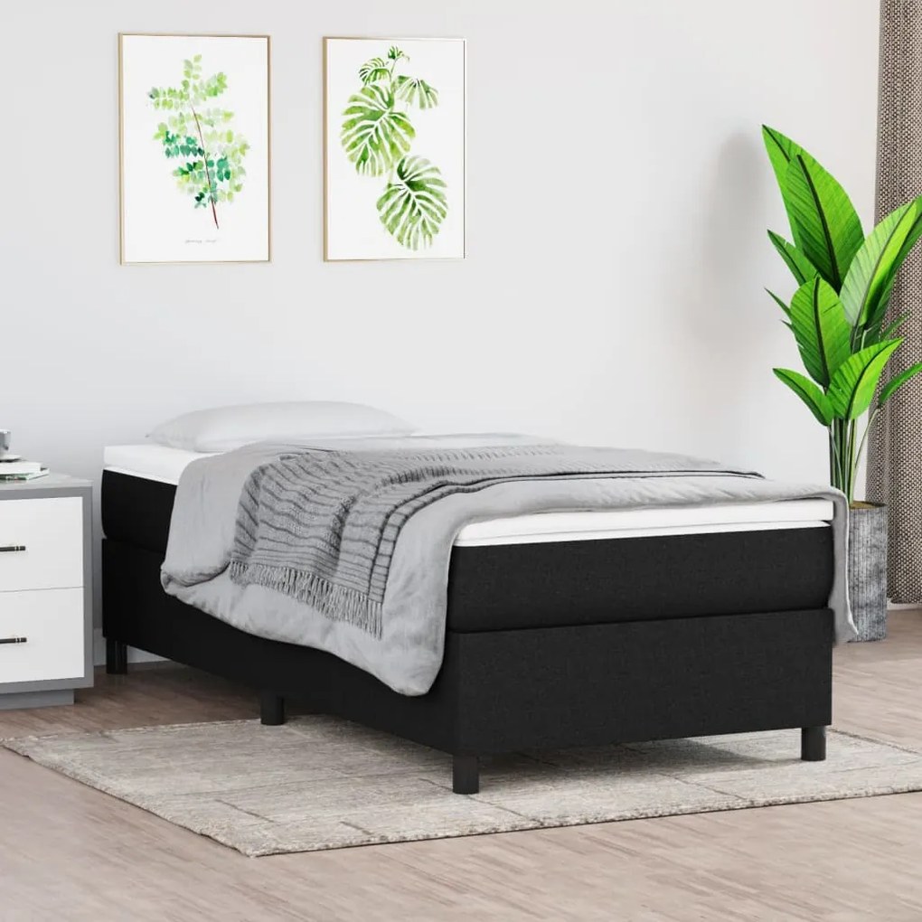 vidaXL Estrutura de cama com molas 80x200 cm tecido preto