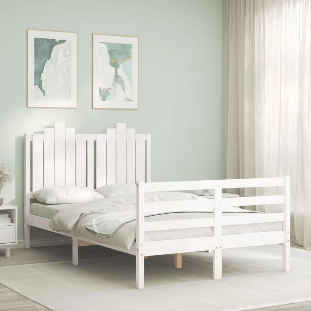 3194152 vidaXL Estrutura de cama de casal c/ cabeceira madeira maciça branco