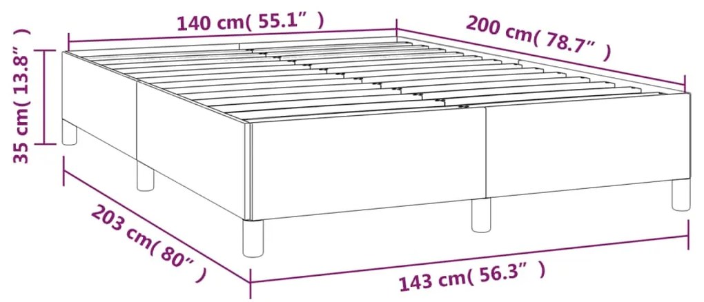 Estrutura de cama 140x200 cm tecido cinzento-escuro