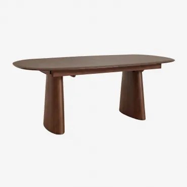 Mesa De Jantar Oval Extensível Em Mdf E Folha De Freixo Nuveta Madeira Escura & 220-280x110 Cm - Sklum