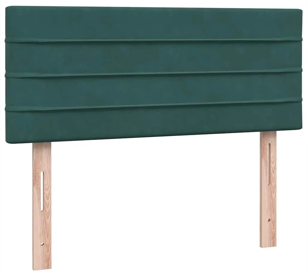 Cama boxspring com colchão 120x210 cm veludo verde-escuro