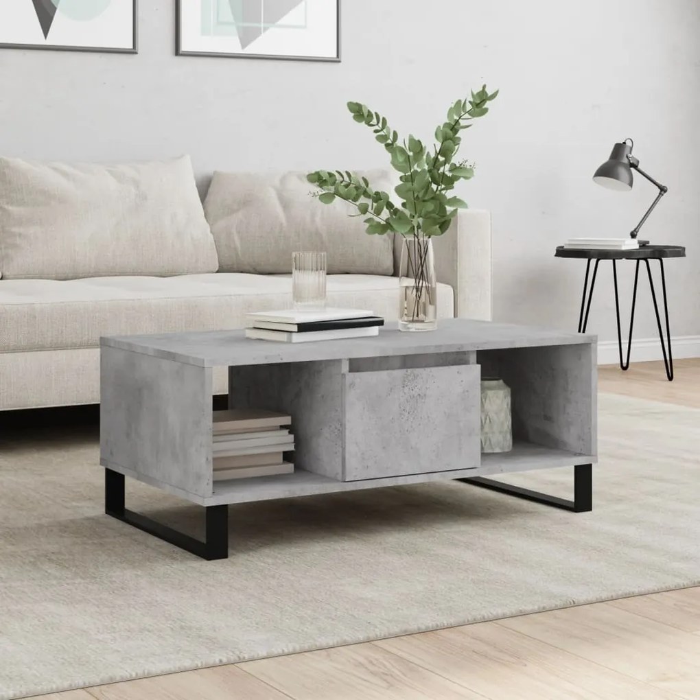 vidaXL Mesa de centro 90x50x36,5 cm derivados madeira cinzento cimento