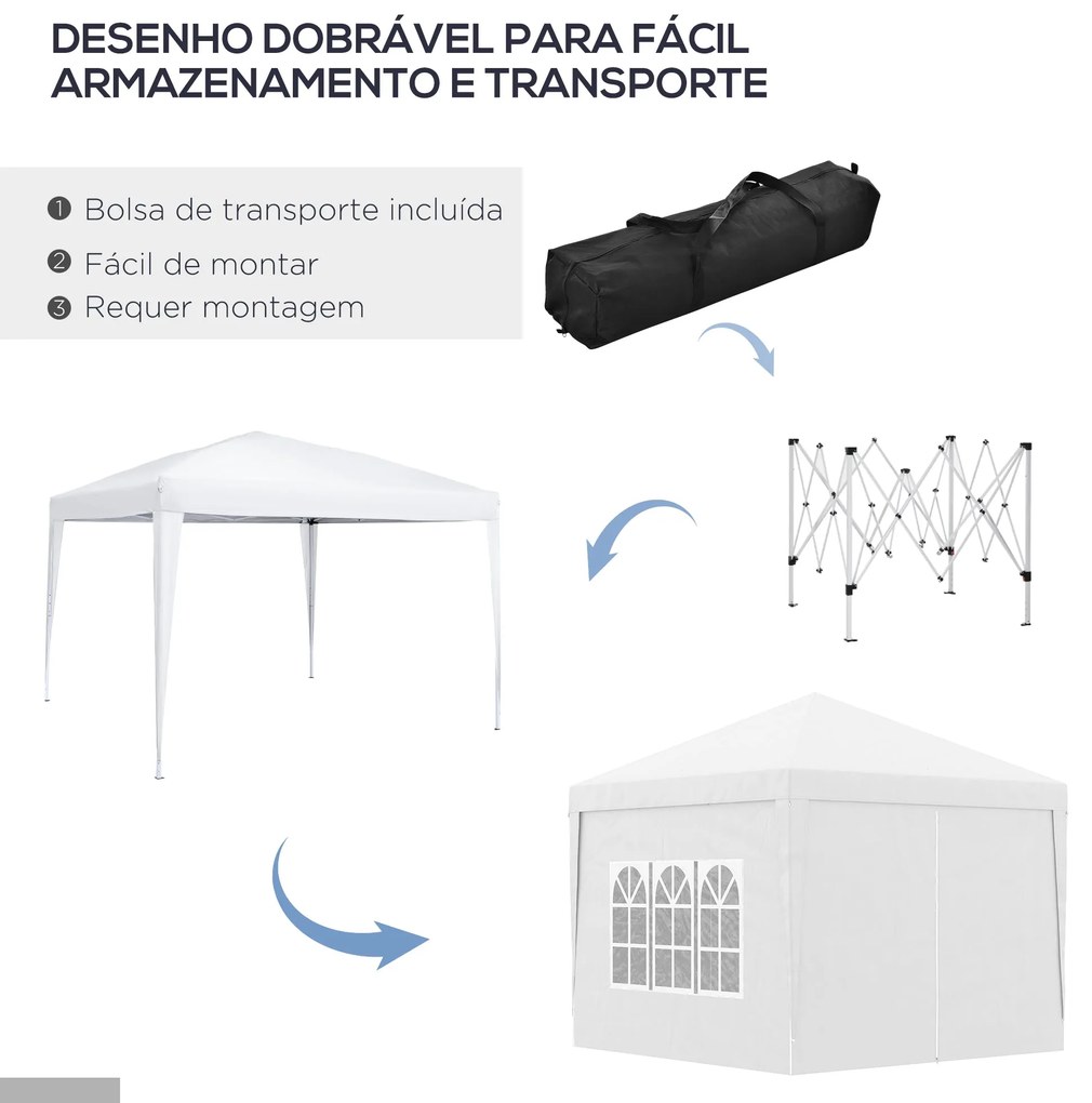 Tenda de Jardim com Paredes Laterais Amovíveis Janelas Porta com Zíper