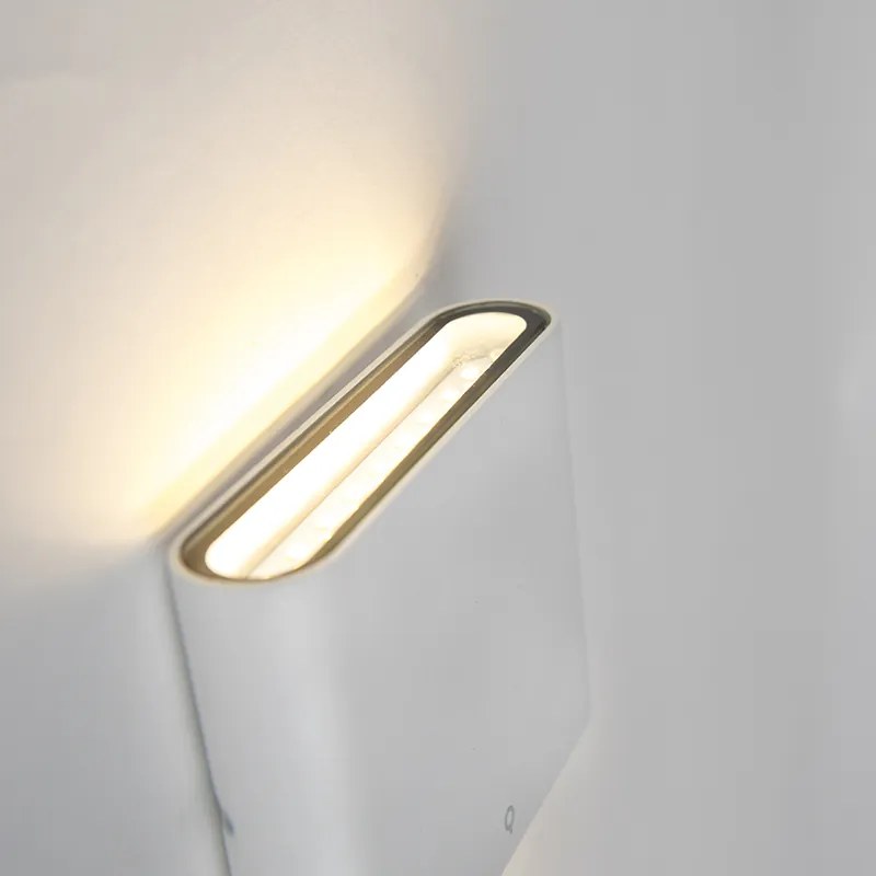 Candeeiro de parede exterior moderno branco 11,5 cm com LED - Batt Moderno
