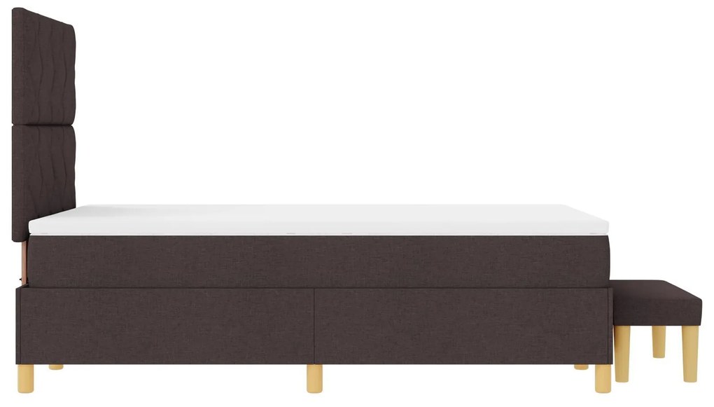 Cama Box Spring com Colchão e Banco Castanho Escuro 120x190 cm Tecido