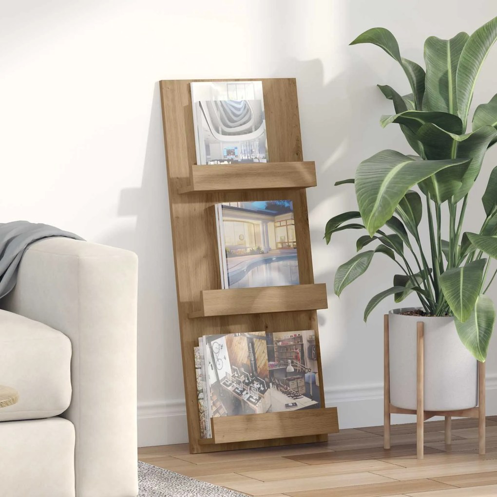 vidaXL Estante de Revistas Carvalho Artesanal 43 x 11 x 102 cm
