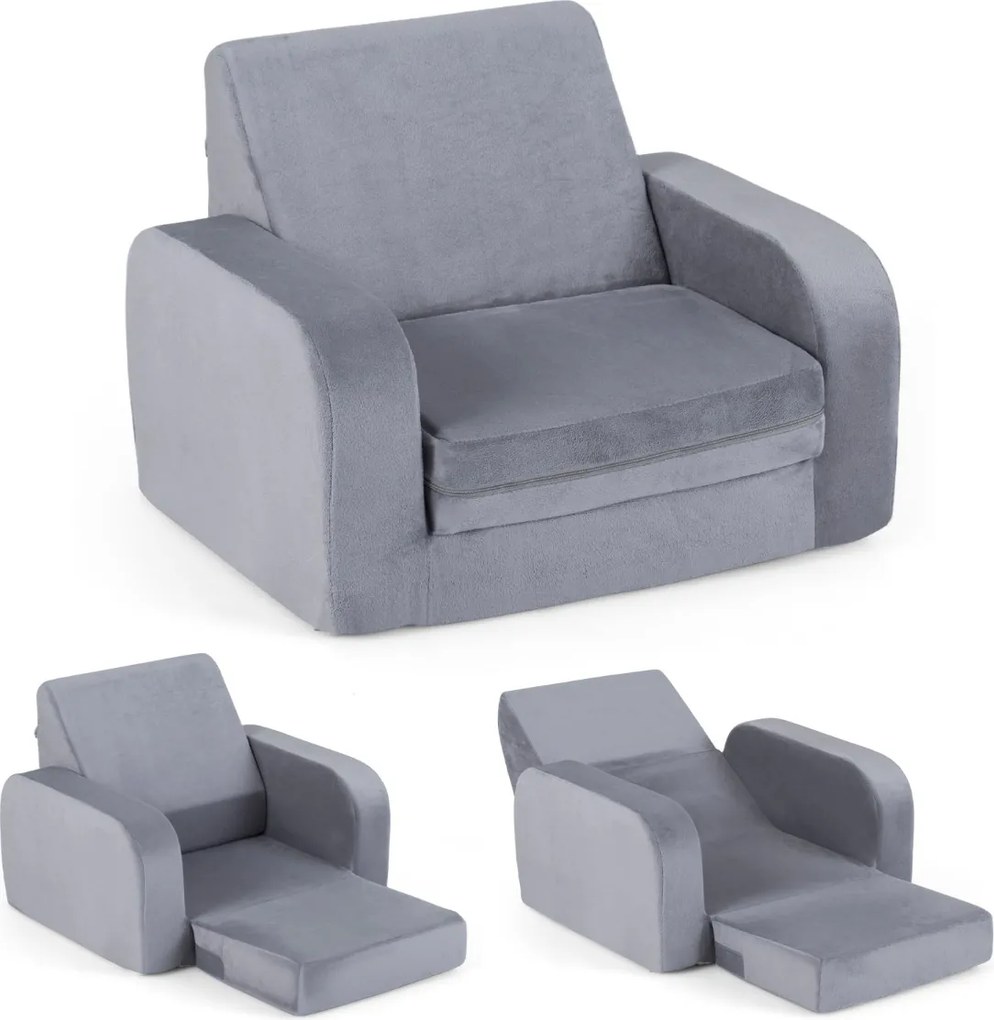 Sofá-cama 3 em 1 dobrável para crianças 50 x 43 x 37,5 cm, com veludo macio e capa elástica lavável na máquina, para sala de jogos ou quarto de bebé,