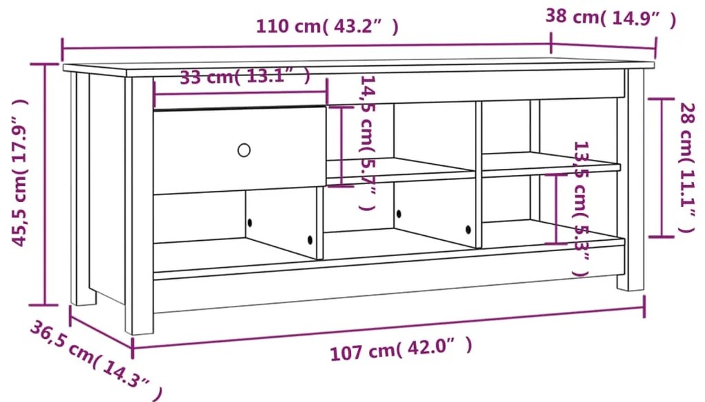 Sapateira 110x38x45,5 cm pinho maciço cinzento
