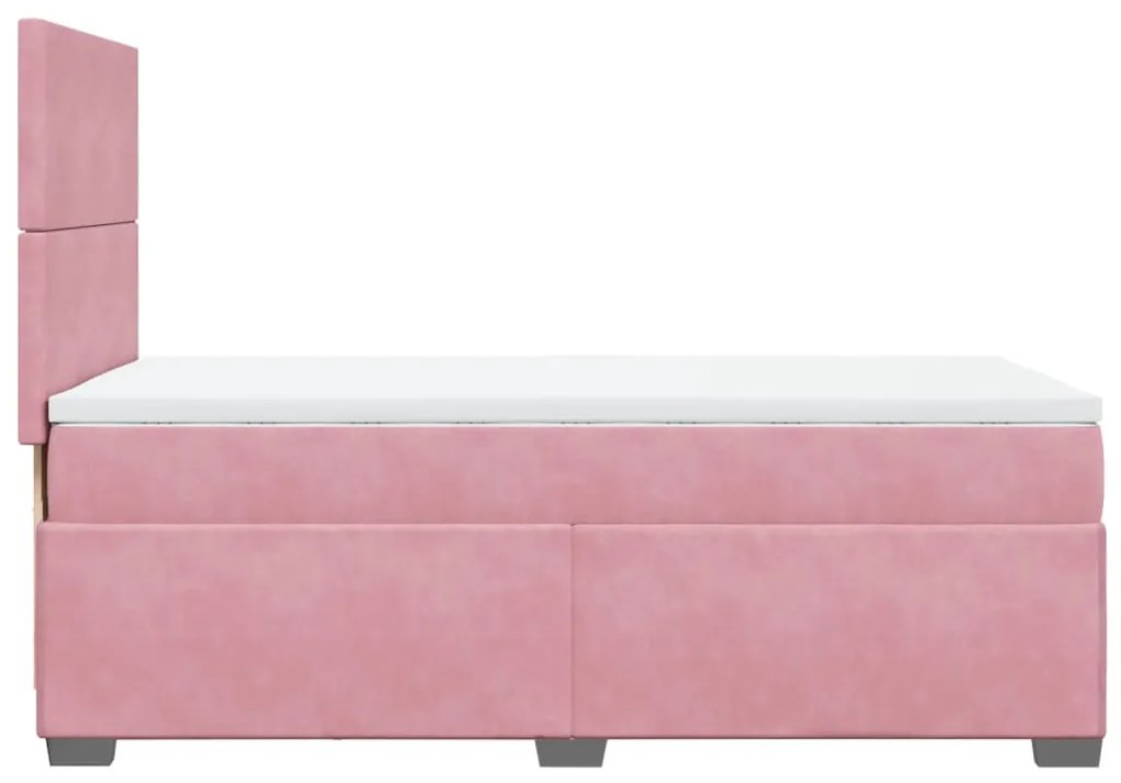 Cama com molas/colchão 90x190 cm veludo rosa