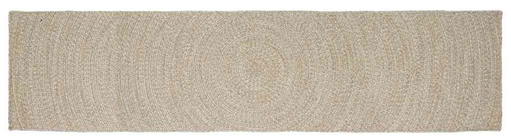 vidaXL Tapetes de área Retangular Natural e Branco 80 x 400 cm Juta