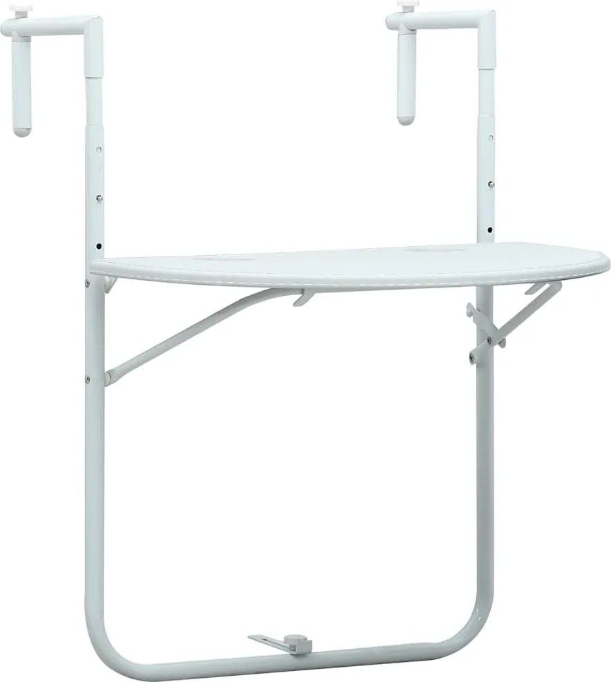 vidaXL Mesa varanda pendurar 60x64x83,5cm plástico aspeto vime branco