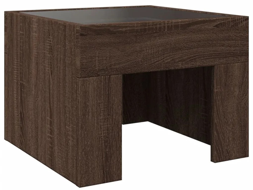 Mesa de centro luzes LED Infinity 40x40x30 cm carvalho castanho