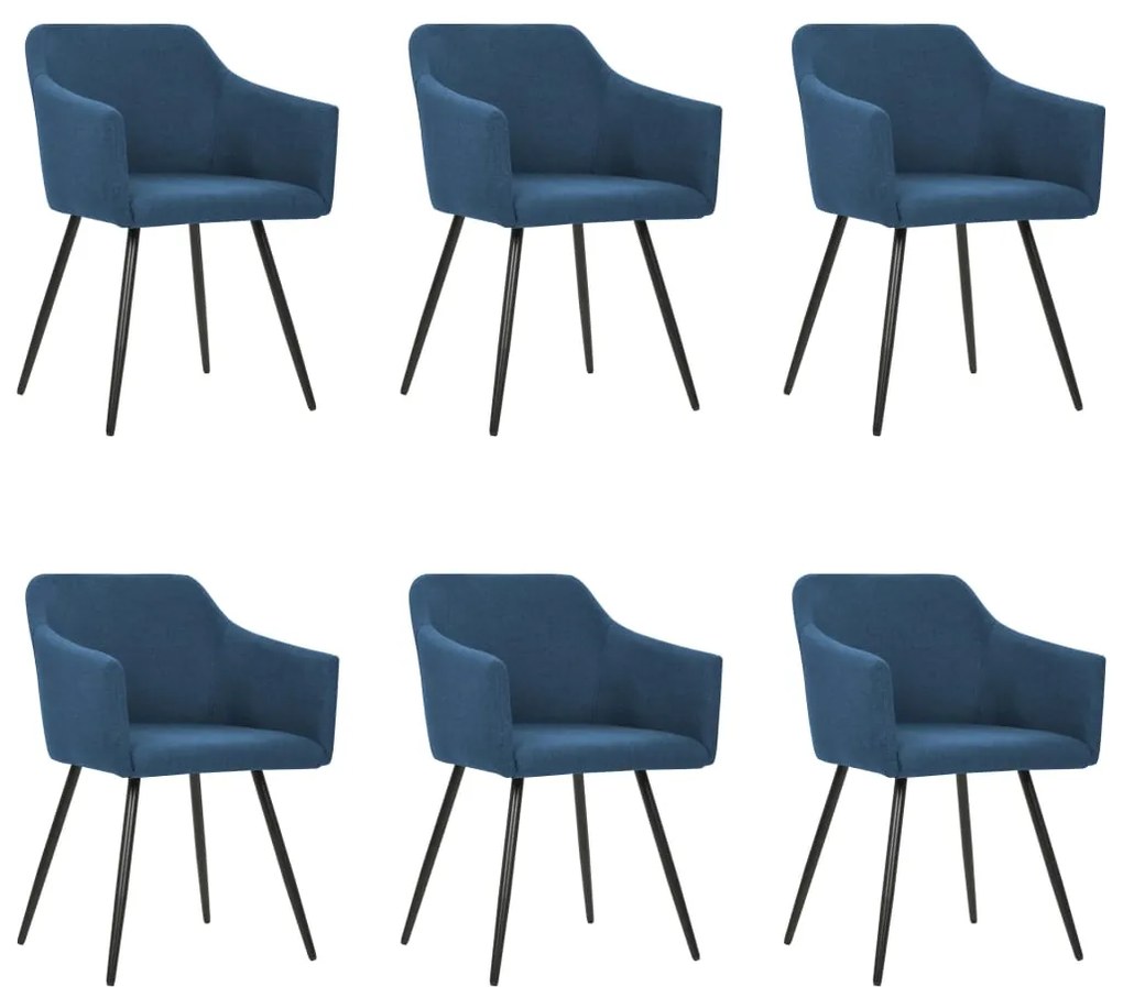 vidaXL Cadeiras de jantar 6 pcs tecido azul
