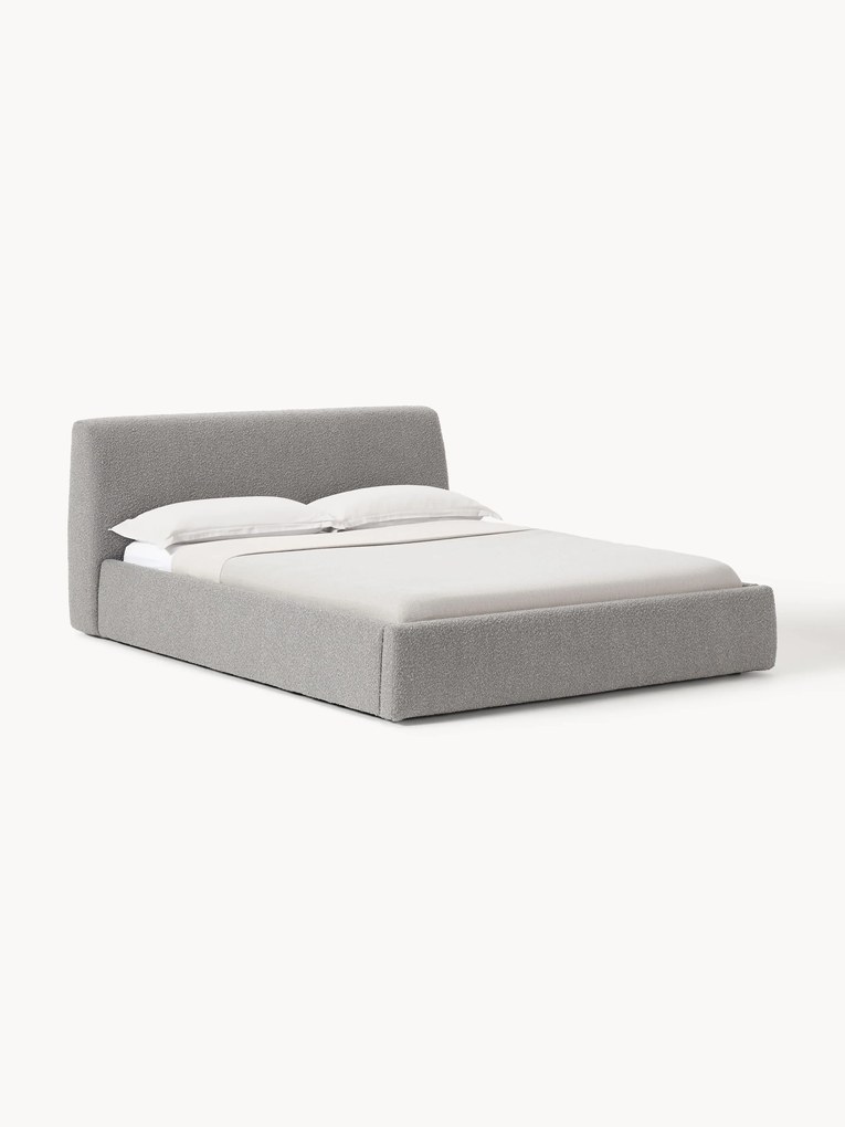 Cama estofada em bouclé com arrumação Cloud