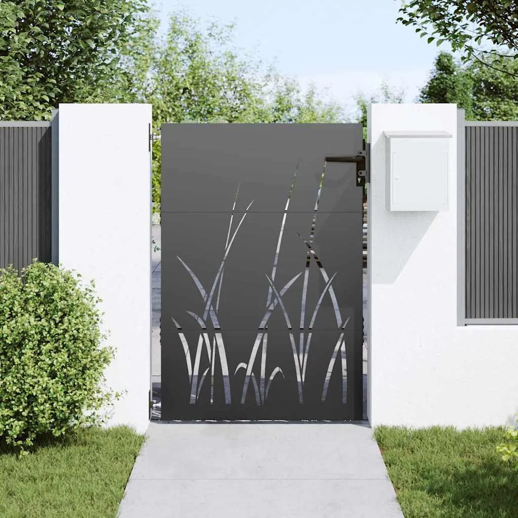 Portão de Jardim Preto 105 x 150 cm Aço com Revestimento em Pó