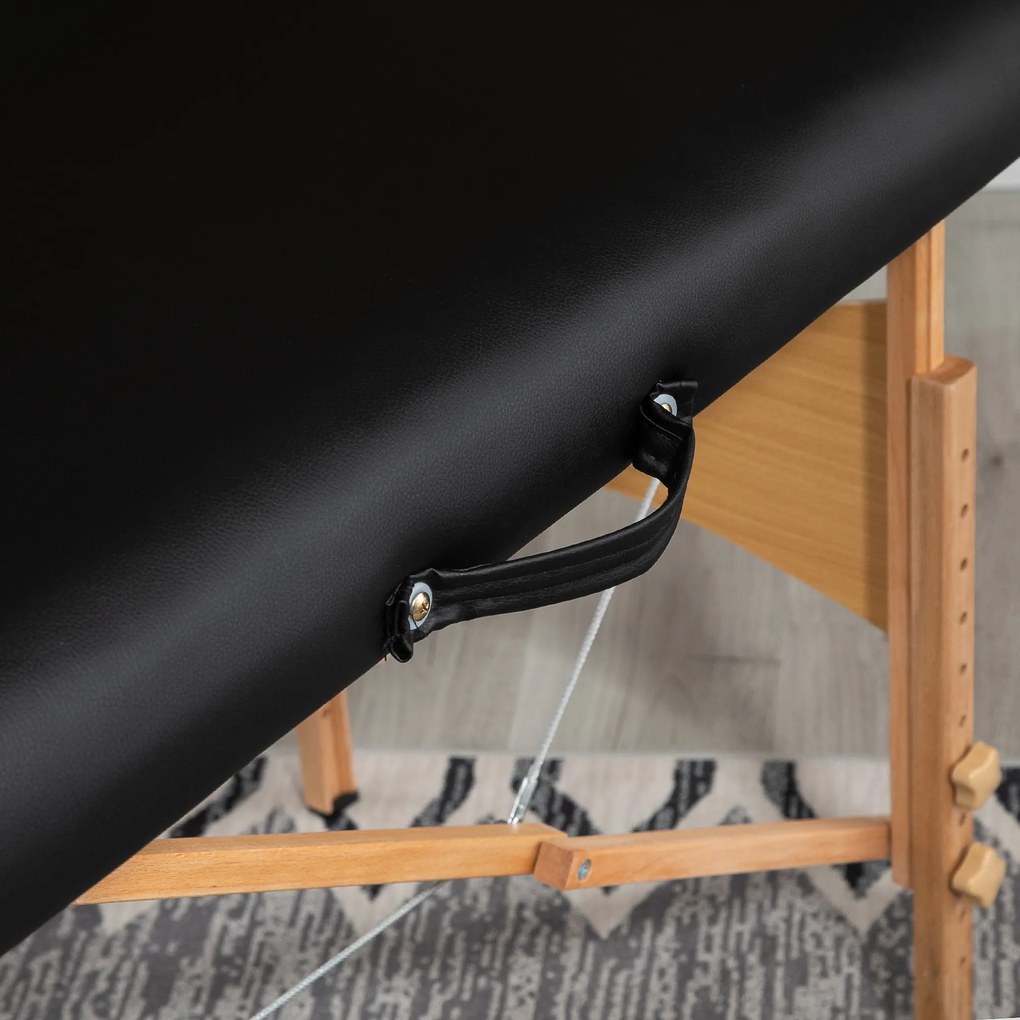 Marquesa de Massagem Dobrável Marquesa com Altura Ajustável 67-92cm Desenho Ergonómico Fácil de Transportar 210x81x67-92 cm Preto