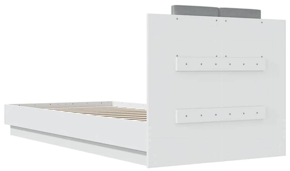 Estrutura de cama com cabeceira e luzes LED 90x200 cm branco