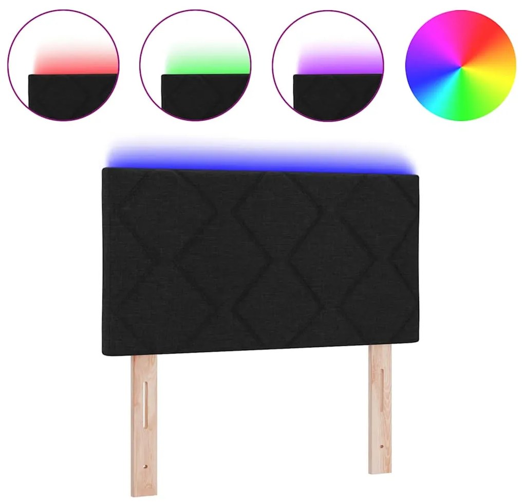 Cabeceira LED vidaXL Design de Blocos de Diamante Preta 80 cm Tecido