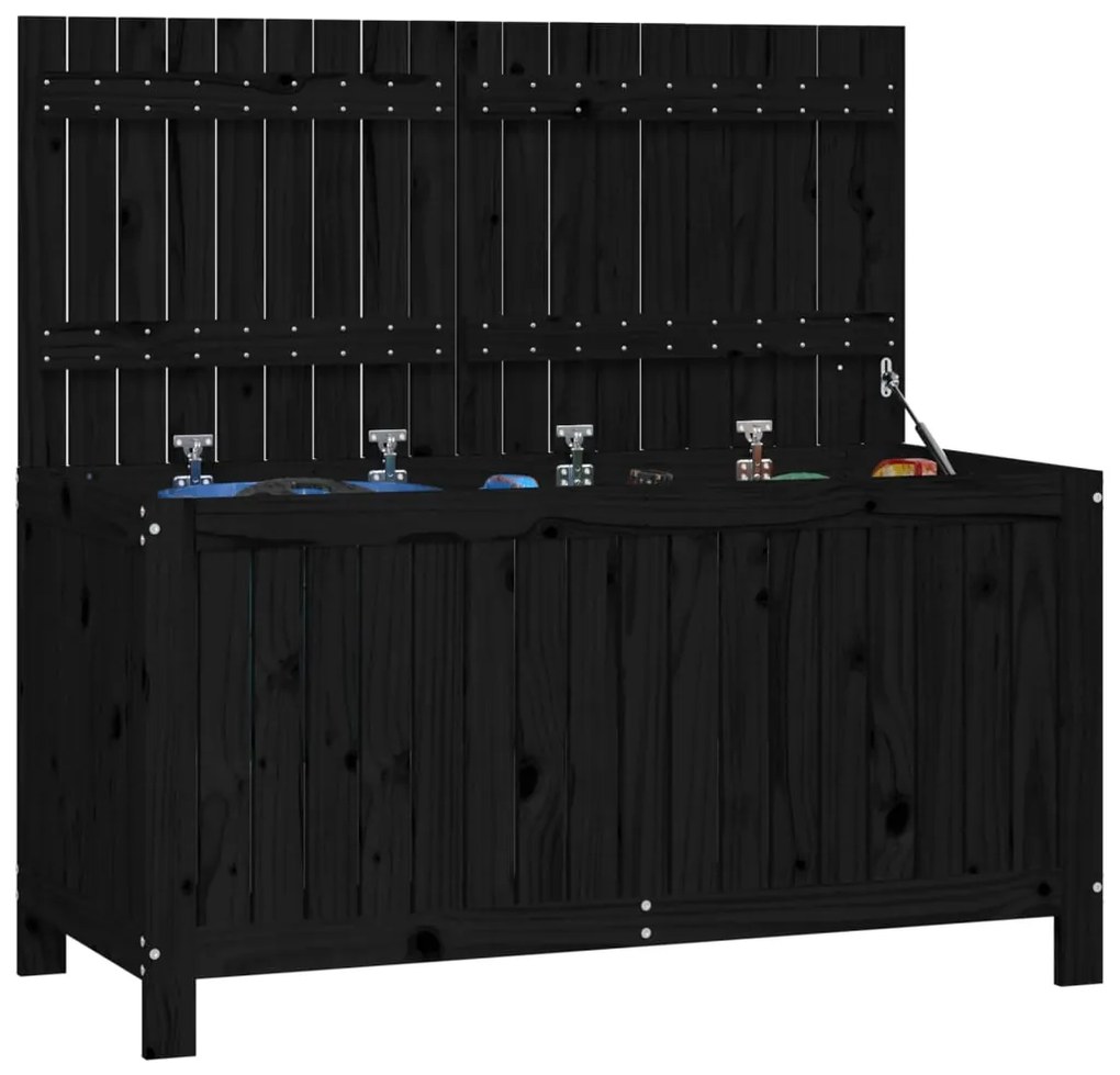 Caixa de arrumação jardim 121x55x64 cm pinho maciço preto