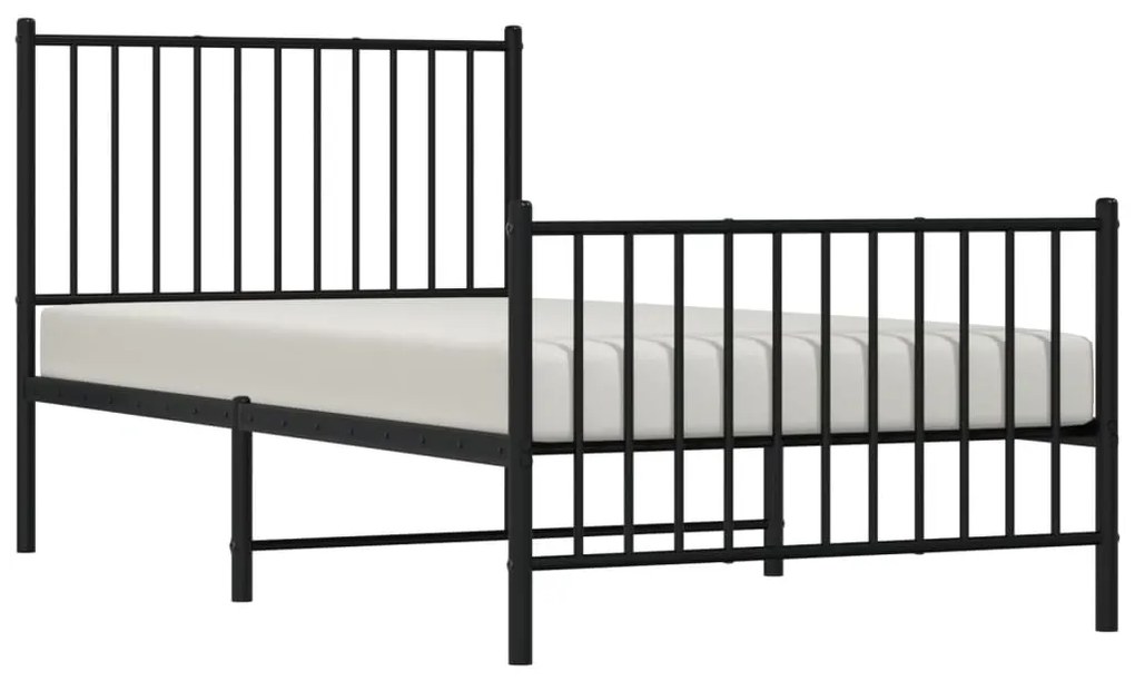Estrutura de cama com cabeceira e pés 90x190 cm metal preto