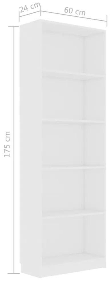 Estante com 5 prateleiras 60x24x175 cm contraplacado branco