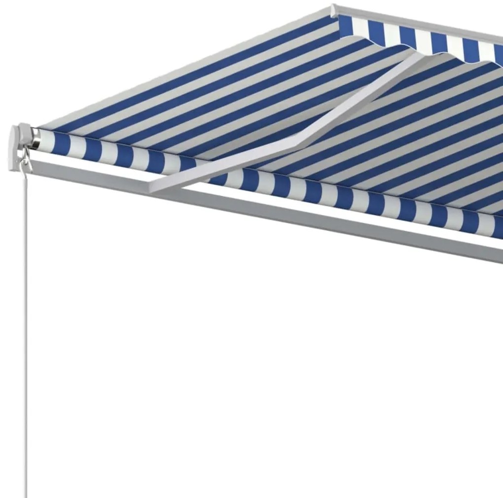 Toldo retrátil manual 400x350 cm azul e branco