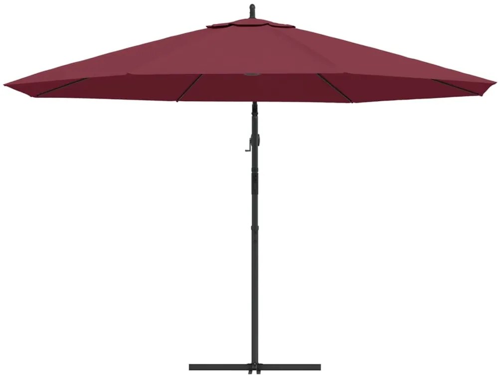Guarda-sol cantilever de jardim c/ poste alumínio 350 cm bordô
