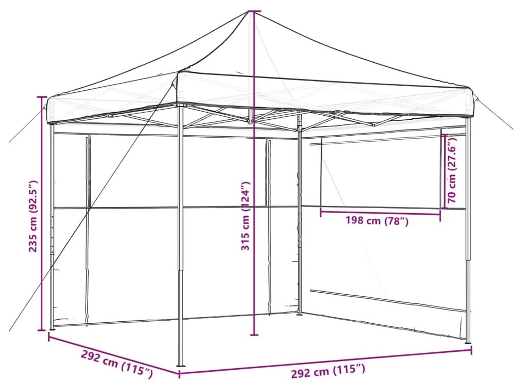 Tenda para festas pop-up dobrável com 2 paredes laterais bege