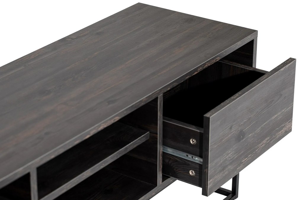 Móvel TV Escape – Castanho Escuro e Preto – 140 cm x 50 cm x 40 cm