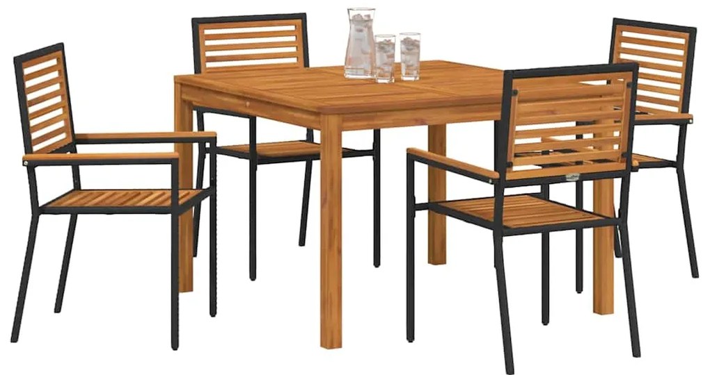 Conjunto de Jantar para Jardim 5 pcs Preto 110 x 110 x 75 cm